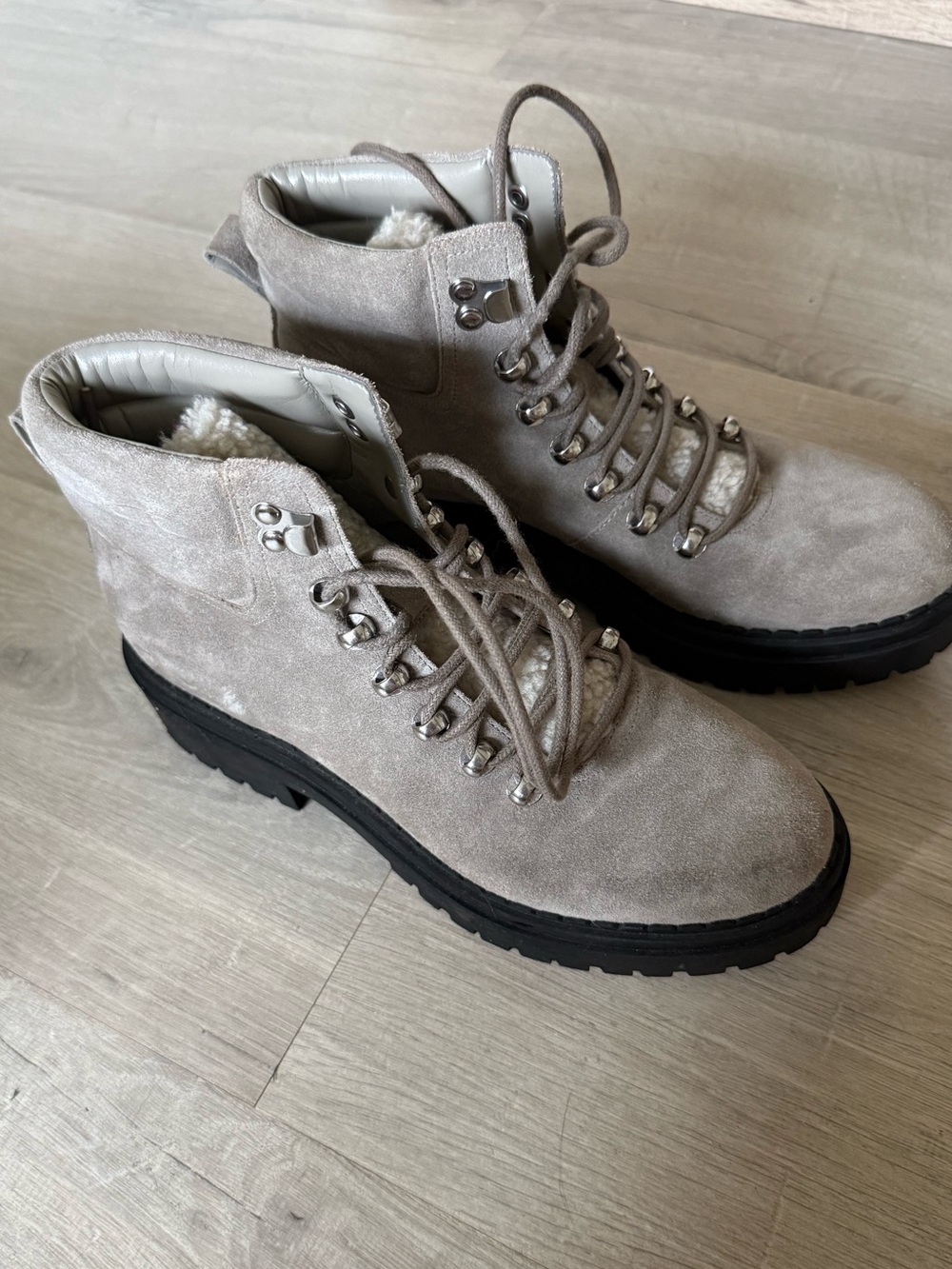 Marc fisher Suede Leather Lace-Up Grey Boots - womens size 7.5